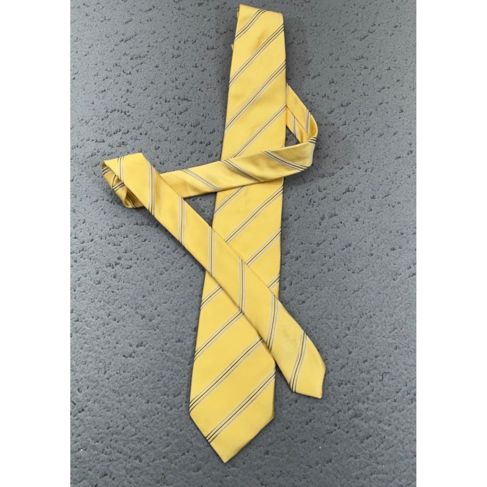 Thomas Pink Yellow Blue Stripe Tie Silk Italy Mens Prep Banker Necktie
